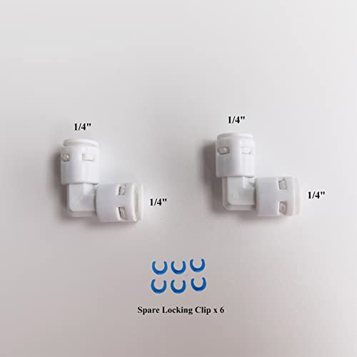 Decohomeforu 1/4" Quick Connect Water Purifiers Tube Fittings for RO Water Reverse Osmosis System & Water Filters, (Ball Valves+Y+L+I+T Type+Locking Clips)+5 Meters(16 feet) White Tubing Hose Pipe