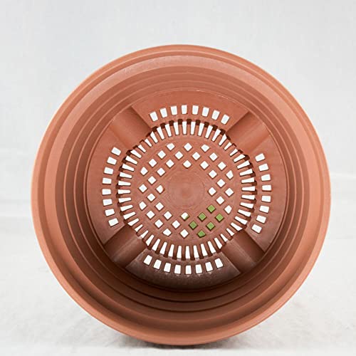 1 Pcs Heavy Duty Round Tan Plastic Bonsai Training Pot 8.25"x 8.25"x 4.5"