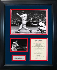 framed ted williams hall of fame facsimile laser engraved signature auto boston red sox 12"x15" baseball photo collage