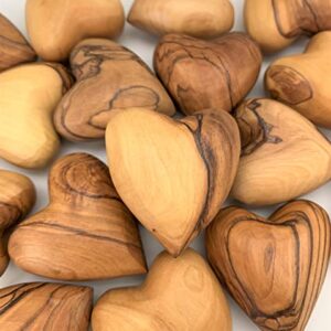 Handmade Wooden Hearts, Set of Two Olive Wood Carved Hearts from the Holy Land, Carved Wood Hearts for gifts Anniversary Valentine Gift, Loss Love, Wooden Hearts for Wedding, Wood Heart Décor