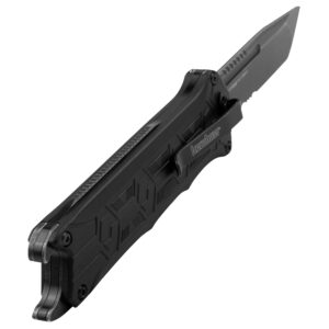 Kershaw Interstellar Pocket Knife, Black Manual OTF Tanto Blade with Serrations, Blackwash Finish with GFN Handle, Bottle Opener & Deep Pocketclip