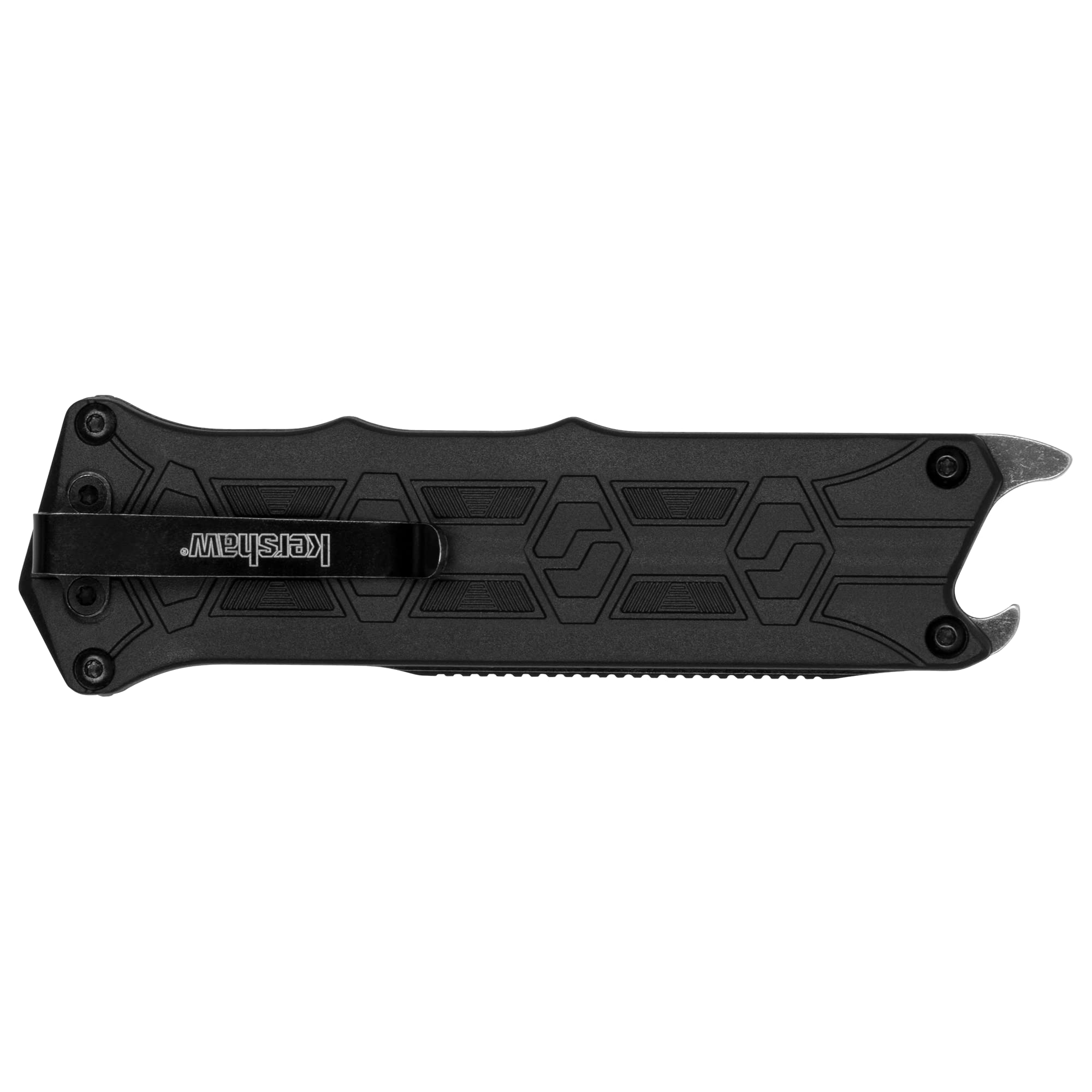 Kershaw Interstellar Pocket Knife, Black Manual OTF Tanto Blade with Serrations, Blackwash Finish with GFN Handle, Bottle Opener & Deep Pocketclip