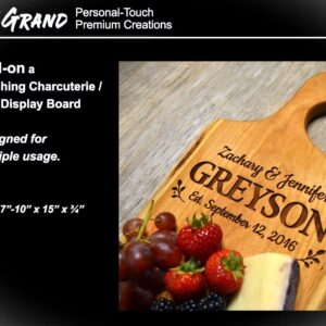 Personalized Cutting Board Wedding Gift Live Edge Cherry Wood - Engraved Unique Customized Artisan Rustic Display Bride Groom Couple Newlywed Anniversary Housewarming Christmas Bridal Shower