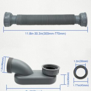 Nahntaipy Low Profile 1 1/2 P Trap Bathtub Shower Drain Pipe, Flat P Trap Freestanding Tub Drain for Bath