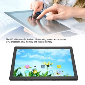 Portable Tablet, 6G RAM 128G ROM 10.1 Inch Tablet 10.1 Inch 1960x1080 IPS for Home for Travel (Black)