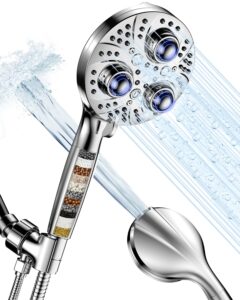 surpzon filtered massage shower head with handheld spray combo, 10 modes high pressure shower heads with 3 massage beads, detachable shower head with 59" hose & replaceable filters for hard water
