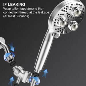 Surpzon Filtered Massage Shower Head with Handheld Spray Combo, 10 Modes High Pressure Shower Heads with 3 Massage Beads, Detachable Shower Head with 59" Hose & Replaceable Filters for Hard Water