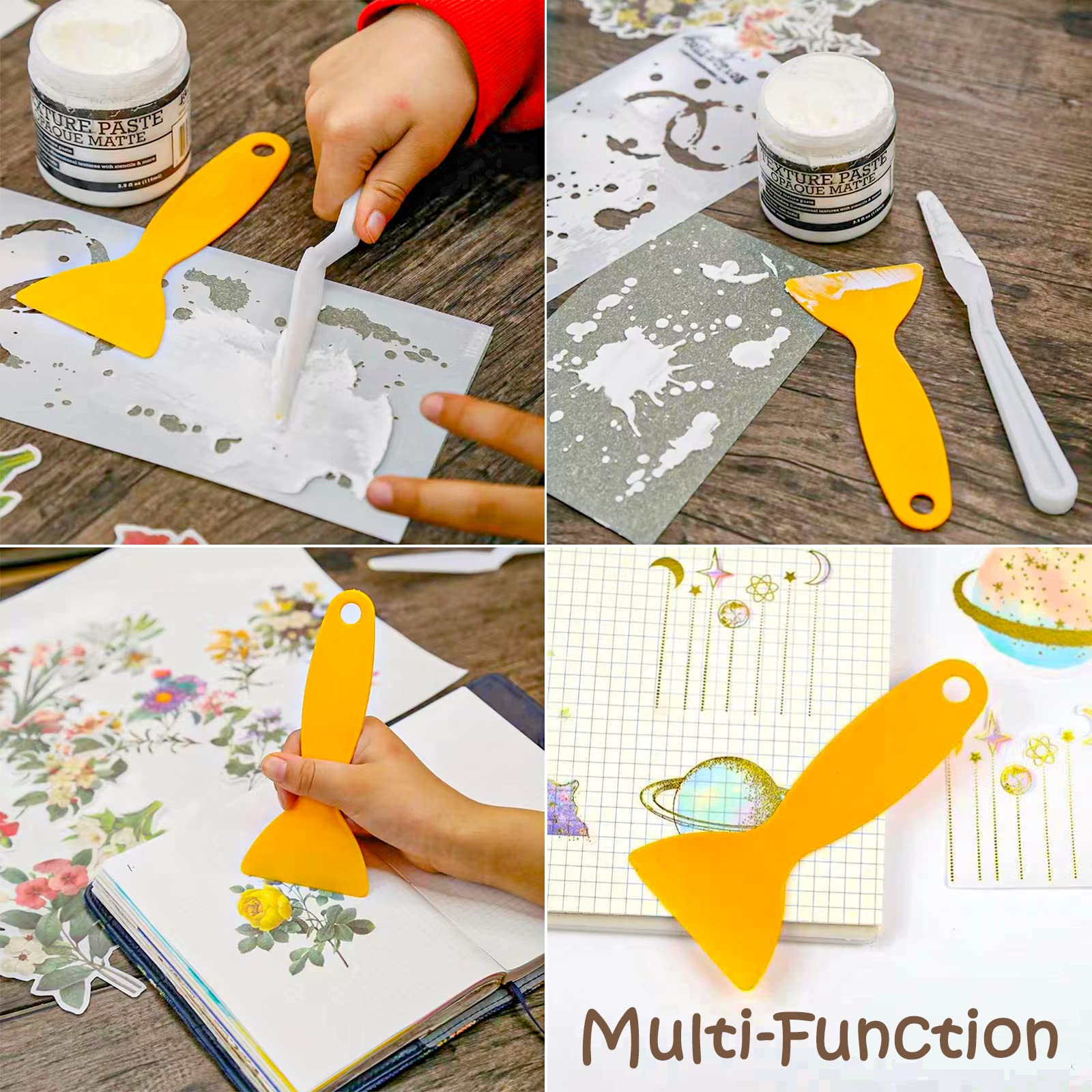 10pcs Plastic Spatula Paint Scrapers, Flexible Resin Scraper Putty Knife Air Bubble Remover Sticker Installation Tool for 3D Printing Resin Removal Spackling Patching Decal