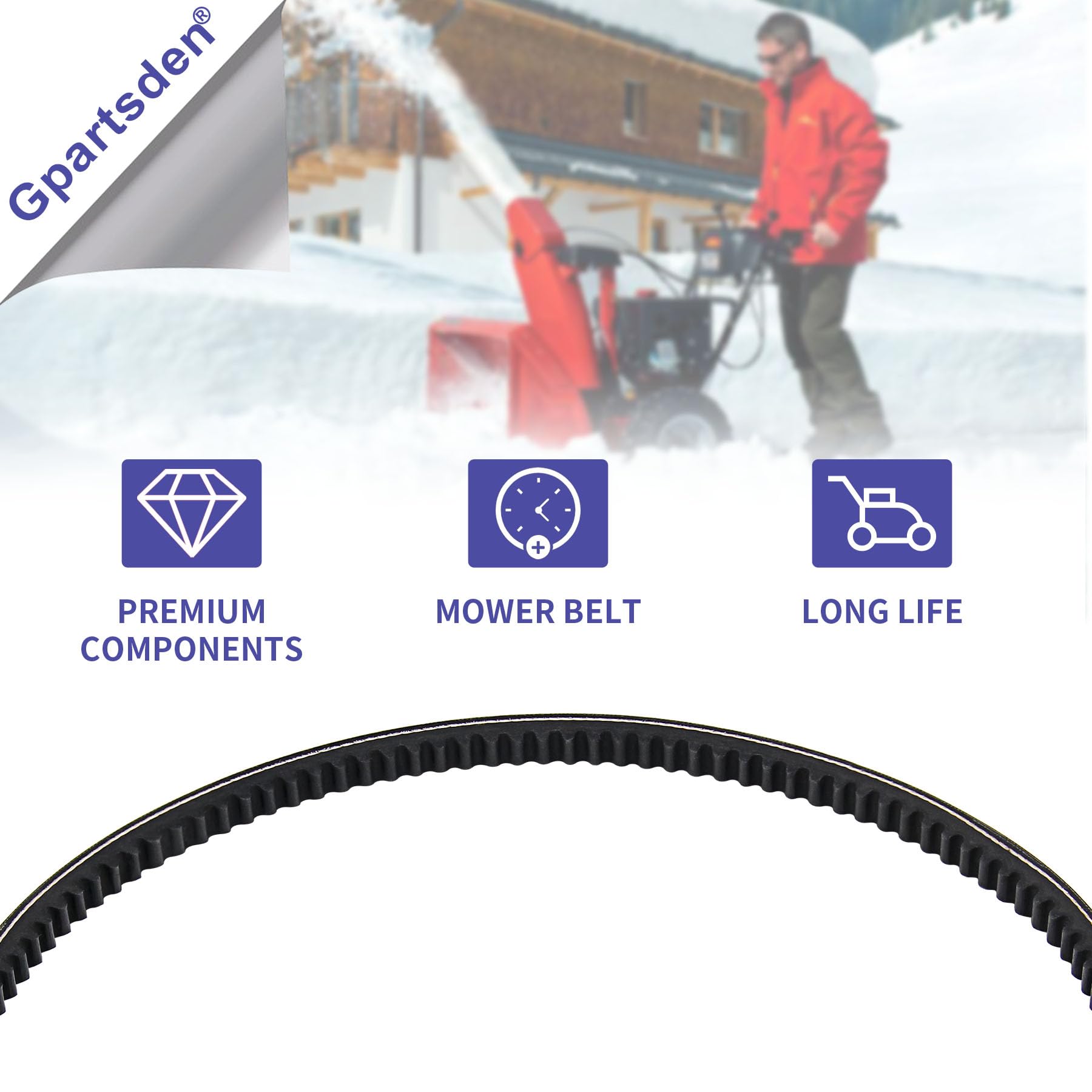 Gpartsden 94-8812 Traction V-Belt 265-790 Auger Drive Belt for Toro_ 824Xl Power, 726/826 / 828 Power Max 3/8" x 34 1/2" Snowblowers