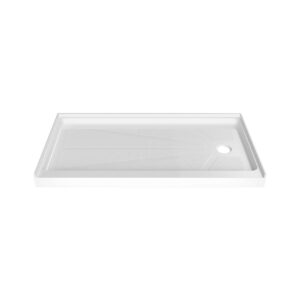 ckb 60 in. l x 30 in. w right drain shower base, single threshold shower pan with slip resistant textured surface, white