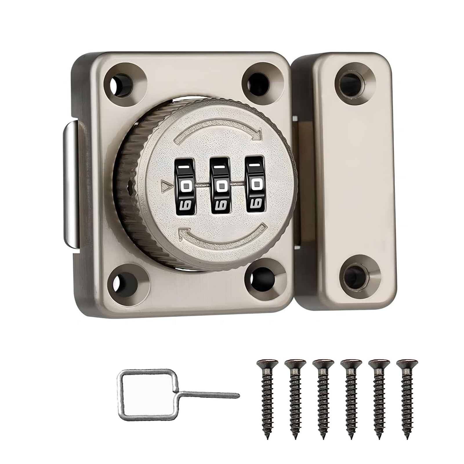 Tcyoatoa Cabinet Locks with Combination, Zinc Alloy Cabinet Latch, Exposed Installation for Small One-Way Door or Drawer, Easy to Use as Kiechen Cabinet Lock, Closet Locks, Shed Locks