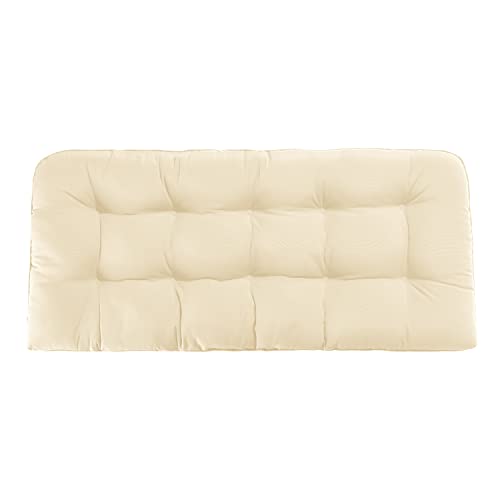 LOVTEX Tufted Bench Cushions for Outdoor Furniture Waterproof, 44 x 19 inches Patio Swing Cushions Beige - Overstuffed Indoor/Outdoor Loveseat Cushions with Round Corner