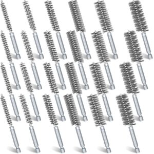 bore brush for drill wire bore brush set wire cleaning brush set stainless steel cleaning brush for power drill impact driver(24 pieces, stainless steel)