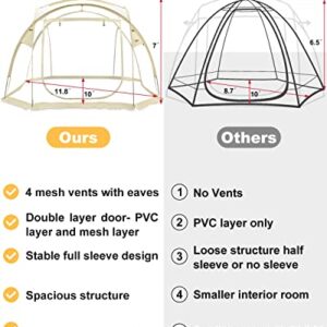 Transparent Outdoor Tent, Larger Space with 88.5ft2, 10' x 10' Portable Clear Screen House, 4-6 Person Shelter, Clear Pod, Canopy Gazebo for Patios, Backyards, Camping