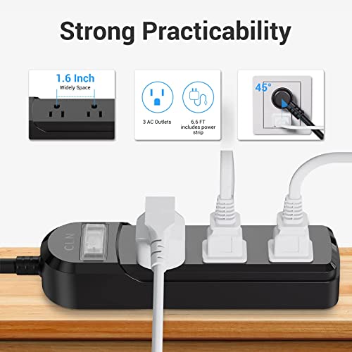 Outdoor Power Strip Waterproof, 6.6Ft Outdoor Extension Cord Multiple Outlets with Multi Ports,1875W Overload Protection and Shockproof,Surge Protector Outlet for Home Dorm,Office,SJT-UL Listed