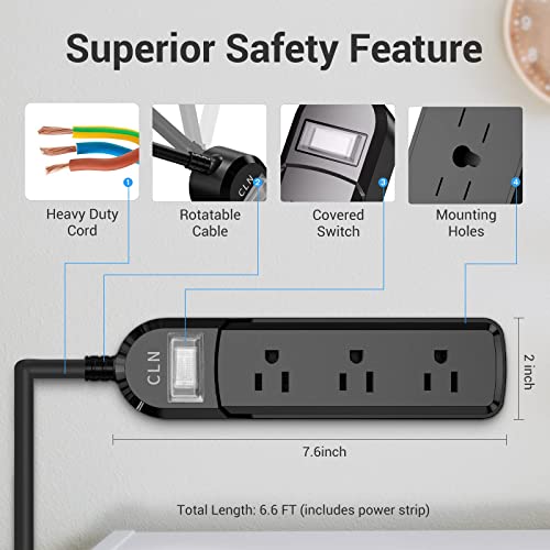 Outdoor Power Strip Waterproof, 6.6Ft Outdoor Extension Cord Multiple Outlets with Multi Ports,1875W Overload Protection and Shockproof,Surge Protector Outlet for Home Dorm,Office,SJT-UL Listed