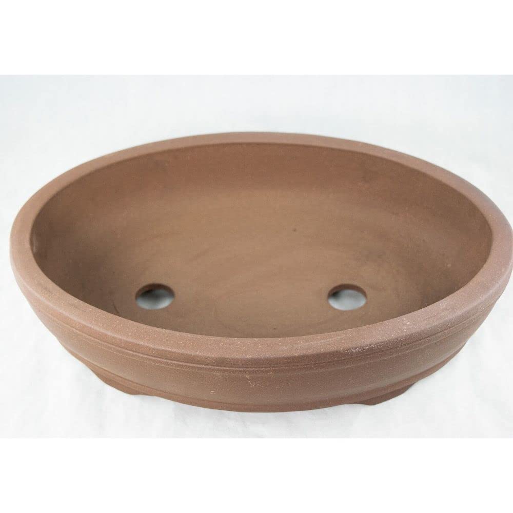 1 Pcs Oval Yixing Zisha Bonsai Pot and Succulent Planter 16.5"x 12.75"x 4.25" + Mesh