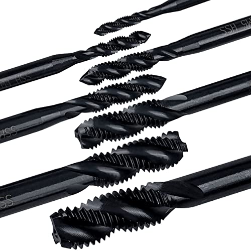 Yakamoz 7 Pcs Nitriding Coated Spiral Flute Tap Set Metric Thread Taps M3 M4 M5 M6 M8 M10 M12 Machine Screw Tap and Drill Tapping Threading Tool