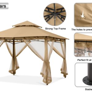 MASTERCANOPY Outdoor Garden Gazebo for Patios with Stable Steel Frame and Netting Walls (10x10, Beige)