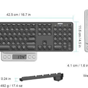 Arteck 2.4G Wireless Keyboard and Mouse Combo Ultra Slim Full Size Keyboard Keyboard and Ergonomic Mice for Computer Desktop PC Laptop and Windows 11/10/8/7 Build in USB-C Rechargeable Battery