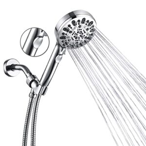 iopsk shower head with handheld set 7 spray high pressure detachable shower heads with extra 60" long stainless steel hose and adjustable bracket-chrome finish hand held showerhead with on/off switch