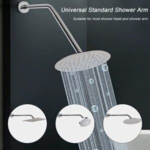 HarJue Shower Head Extension Arm, Shower Head Extender Water Outlet- Lowers Existing, Durable Shower Pipe Extension for Bathroom, Made of Solid Metal Stainless Steel(10 Inch, Chrome Finish)