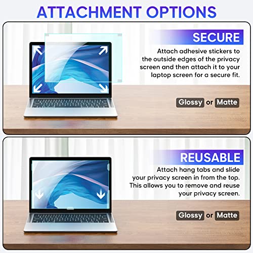 Anti Blue Light Screen Protector 15.6 Inch, Removable Blue Light Blocking & Anti Glare Screen for Generic 15.6" with 16:9 Aspect Ratio Laptop