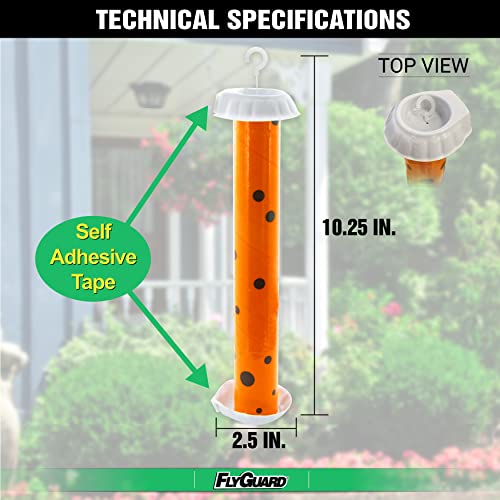 FLY GUARD 1155-10-EC Ready to Use Indoor/Outdoor Fly Catcher Glue Stick 10-3/8"L, Hang/Stnd, 10/PK, Yellow