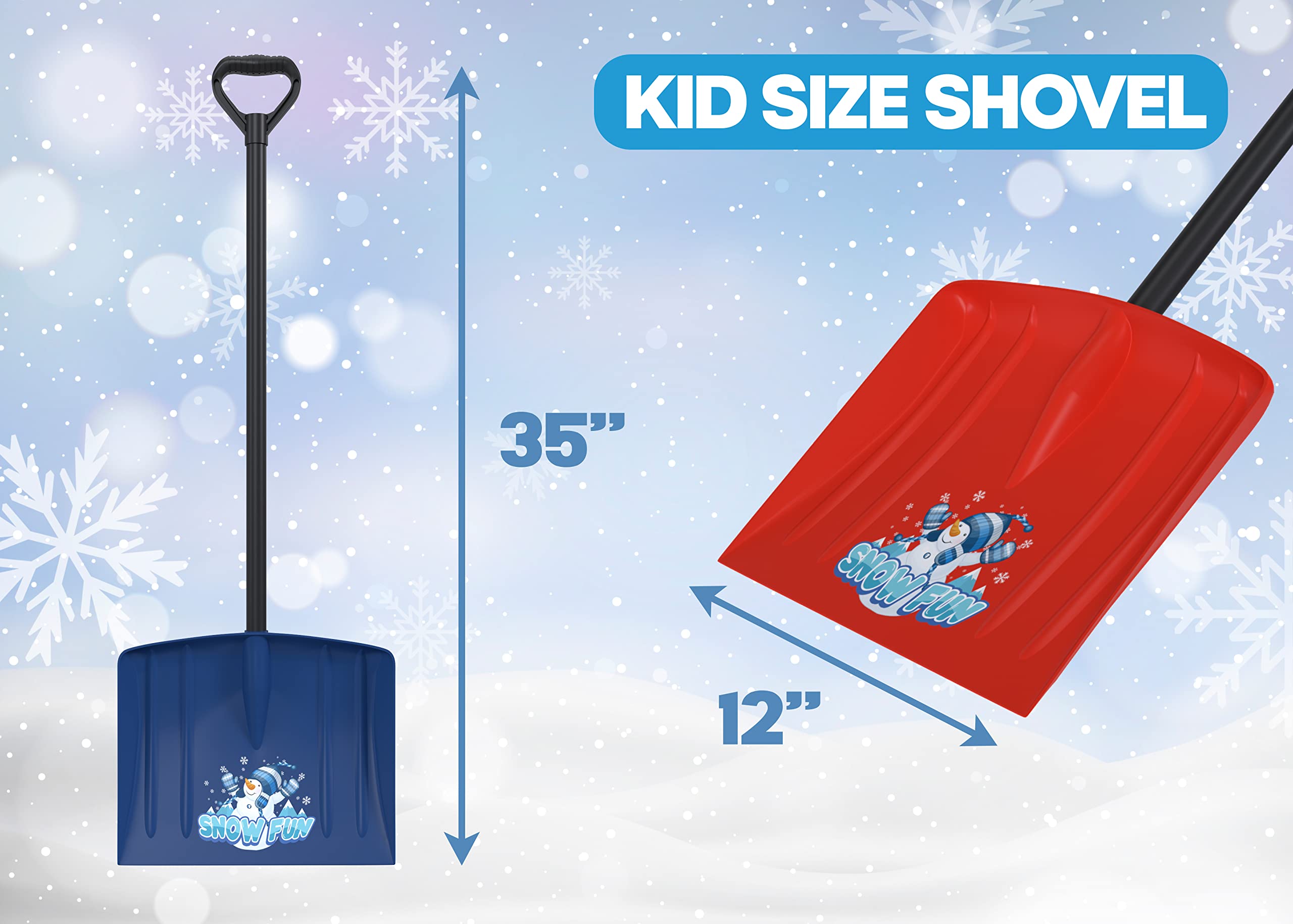 Kids Snow Shovel 36" Tall (2 Pack) - Kids Shovel, Winter Shovel, Snow Shovels for Snow Removal, Winter Toys Gifts for Kids Boys Girls
