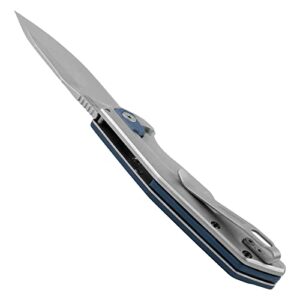 Kershaw Lucid Folding Pocket Knife, 3.2 inch Clip Point Blade with Blue Handle, Stonewash Blade Finish, Pocketclip