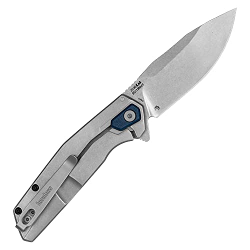 Kershaw Lucid Folding Pocket Knife, 3.2 inch Clip Point Blade with Blue Handle, Stonewash Blade Finish, Pocketclip