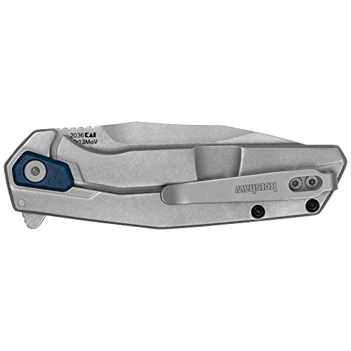 Kershaw Lucid Folding Pocket Knife, 3.2 inch Clip Point Blade with Blue Handle, Stonewash Blade Finish, Pocketclip