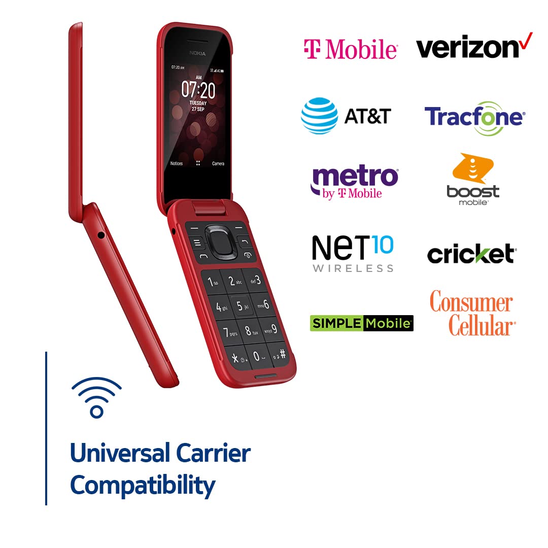 Nokia 2780 Flip | Unlocked | Verizon, AT&T, T-Mobile | Red