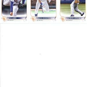 2022 Topps Update Baseball New York Mets Team Set of 9 Cards: Max Scherzer(#US1), Luis Guillorme(#US107), Travis Jankowski(#US125), Adam Ottavino(#US181), Seth Lugo(#US185), Starling Marte(#US214), Nick Plummer(#US247), Jacob deGrom/Max Scherzer(#US288),