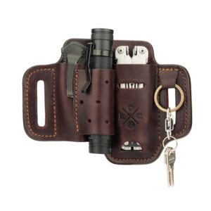 1791 EDC Multitool Sheath & Flashlight Holster, Leather EDC Pouch for Belts Also fits Knife and Keys - Compatible with Full Size Leatherman, Gerber, SOG Multitools - Easy Slide, Burgandy