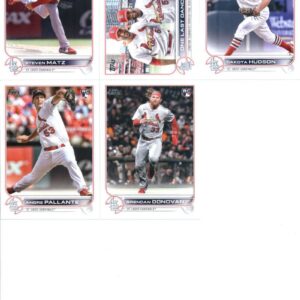 2022 Topps Update Baseball St. Louis Cardinals Team Set of 11 Cards: Corey Dickerson(#US15), Andre Pallante(#US59), Brendan Donovan(#US150), Yadier Molina/Albert Pujols(#US168), Dakota Hudson(#US178), Nick Wittgren(#US202), Steven Matz(#US209), Albert Puj