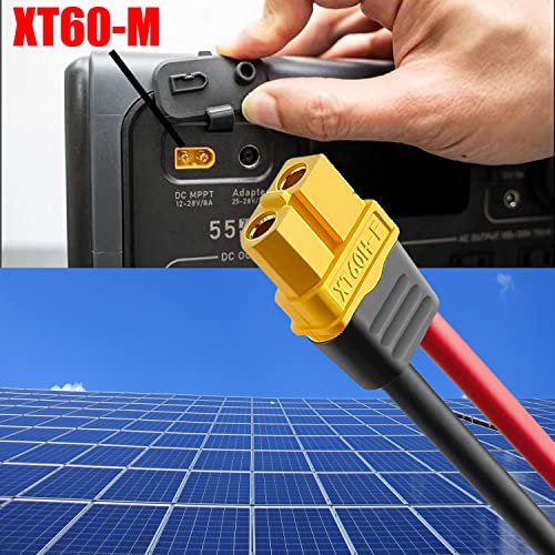 iHaospace Solar Connector to XT60 Cable,12AWG 2FT XT60 Adapter Extension Charger Cable Compatible with Ecoflow Delta 2 River 2 Pro Mini / EB55 Power Station Solar Panel Solar Generator