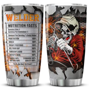 koixa welder nutrition facts stainless steel tumbler with lid 20 oz funny welder gift ideas insulated coffee travel cup skull themed things for welders cool welding gifts for dad