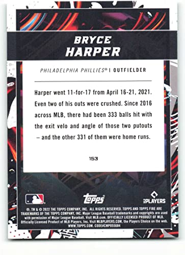 2022 Topps Fire Gold Minted #153 Bryce Harper NM-MT Philadelphia Phillies Baseball