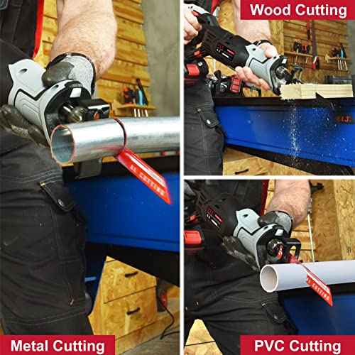 P.I.T. Power Reciprocating Saw, 20V Cordless Reciprocating Saw with 2.0Ah Batteries and Charger, 6 Saw Blades, Variable Speed, Battery Powered Saw for Woods/Metal/Plastic Cutting