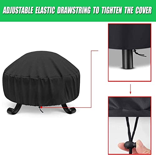 BRINGBLESS Fire Pit Cover Round for Fire Pit 22 Inch - 34 Inch,420D Heavy Duty Outdoor Firepit Cover Round,Waterproof, Dustproof and Anti UV, Fit All Seasons,Full Coverage Patio Outdoor Fireplace