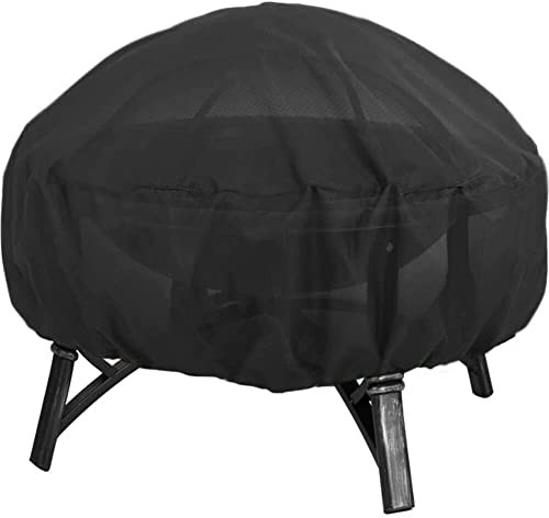 BRINGBLESS Fire Pit Cover Round for Fire Pit 22 Inch - 34 Inch,420D Heavy Duty Outdoor Firepit Cover Round,Waterproof, Dustproof and Anti UV, Fit All Seasons,Full Coverage Patio Outdoor Fireplace