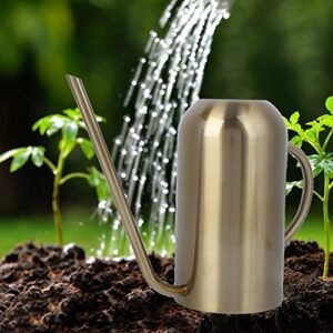 LIYJTK Stainless Steel Long Spout Watering Can Garden Watering Pot Irrigation Tool Bonsai Plants Garden Pot Flower Watering Can Irrigation Tool(Gold 1.5L)