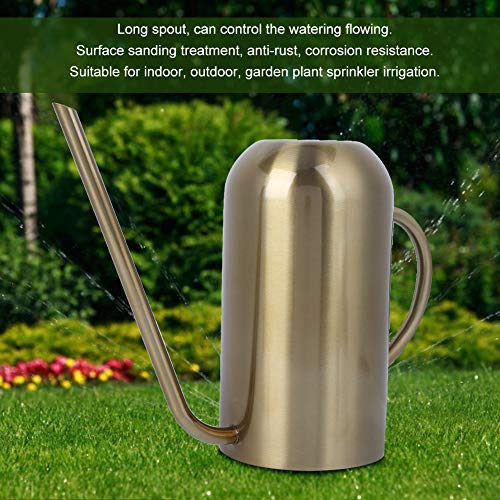 LIYJTK Stainless Steel Long Spout Watering Can Garden Watering Pot Irrigation Tool Bonsai Plants Garden Pot Flower Watering Can Irrigation Tool(Gold 1.5L)