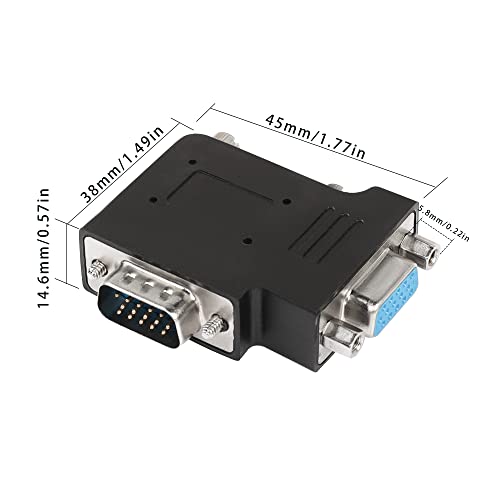 QIANRENON 90 Degree Angle VGA Male to VGA Female Adapter DB15 Male to Female Right Angle Connector VGA L-Shaped Angle Extender, for TV Computer Monitor Projector, Right Bend