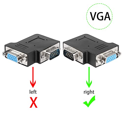 QIANRENON 90 Degree Angle VGA Male to VGA Female Adapter DB15 Male to Female Right Angle Connector VGA L-Shaped Angle Extender, for TV Computer Monitor Projector, Right Bend