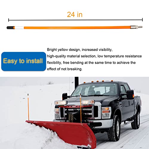 FUYEAR Snow Plow Blade Markers Guides Kit Orange 24''304 Stainless Steel Vertical Stud Mount Joint Never Break Never Rust High Visibility Fit for Boss Western plows and More