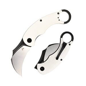 cmb made knives falcon folding karambit japan aus-10 steel g10 handle tactical survival camping outdoors pocket knife cmb-c01w (white)