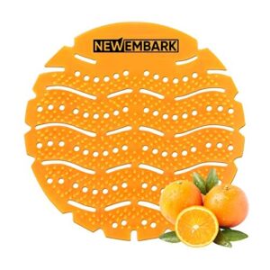 new embark urinal screen deodorizer - urinal cakes anti-splash urinal screen for toilets at home office bar gyms restaurants schools - toilet urinal guard with lemon and orange scents 6.3"x6.3", 10pcs