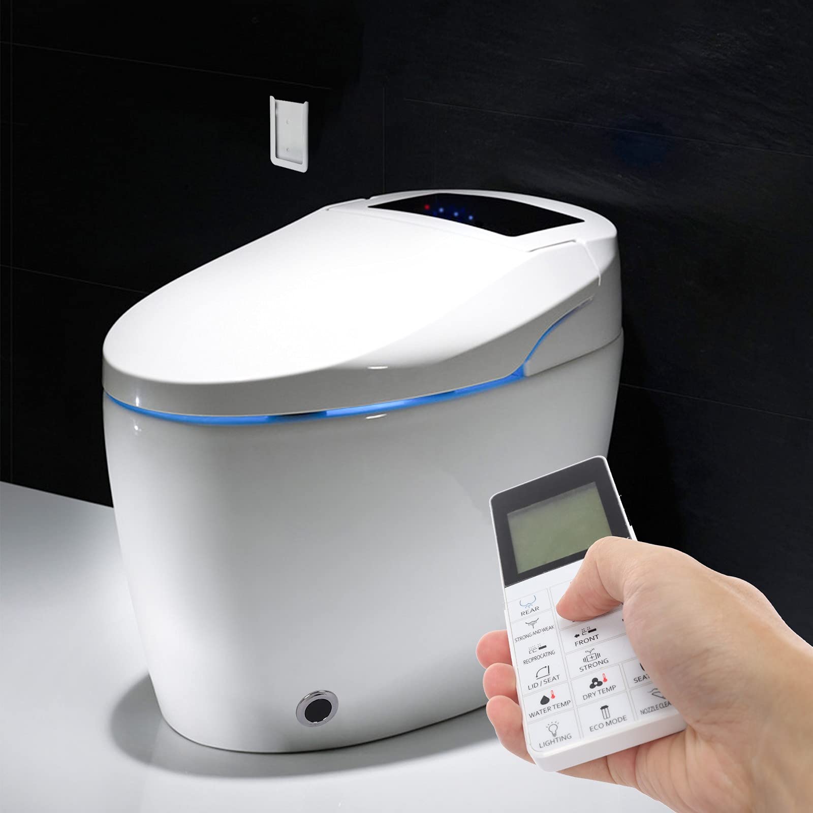 Smart Toilet One Piece Toilet with Heated Seat, Modern Smart Bidet Toilet Auto Flush, Auto Open/Close, Warm Water and Dry, Multi Function Remote Control